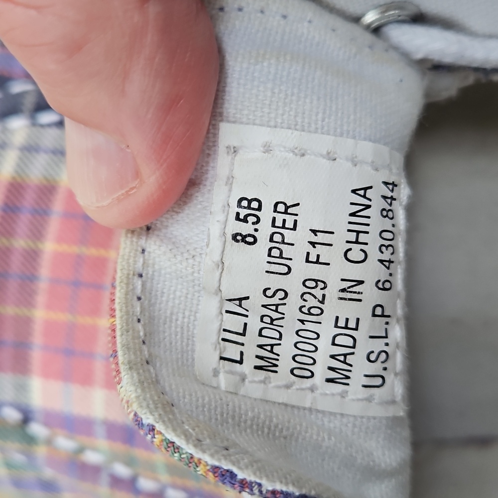 Polo by Ralph Lauren Pink Plaid Women's Deck Shoes. - Picture 6 of 7